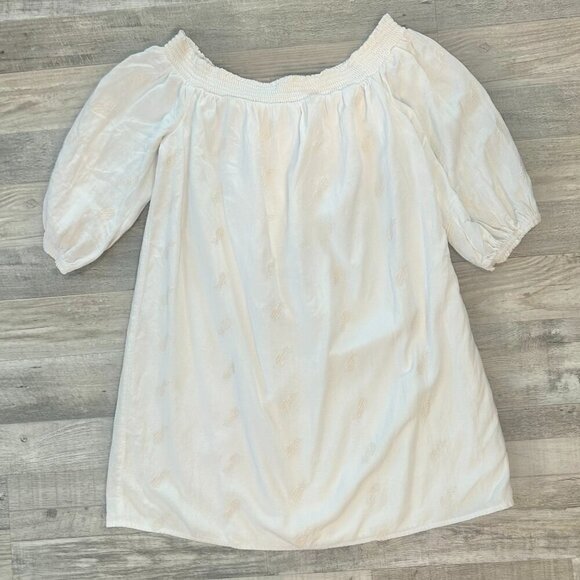 Old Navy Dresses & Skirts - Old Navy White Pineapple Embroidered Off Shoulder Dress Size Large Lined Q16